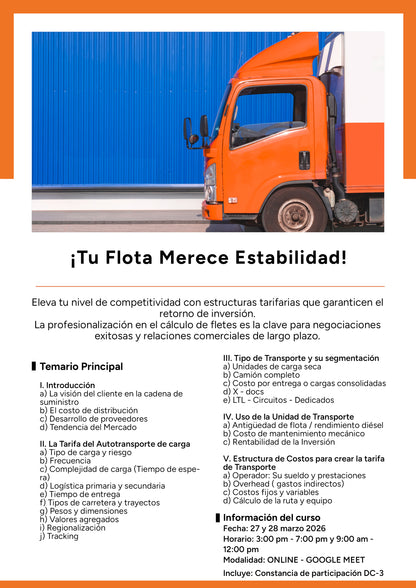 Cálculo de tarifas en el autotransporte de carga en México